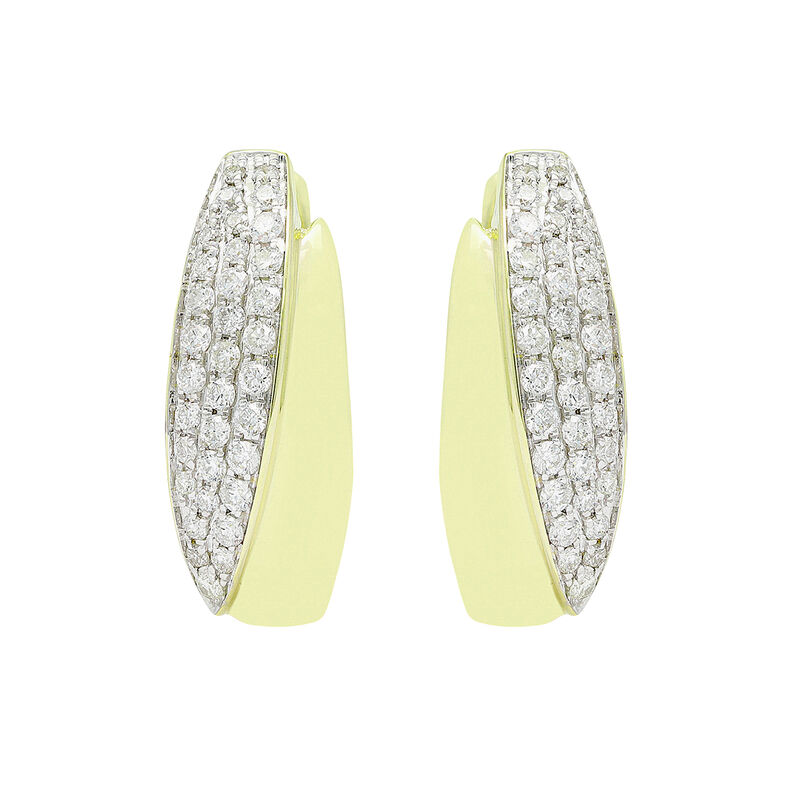 Diamond Hoop Earrings in 10k Yellow Gold image number null